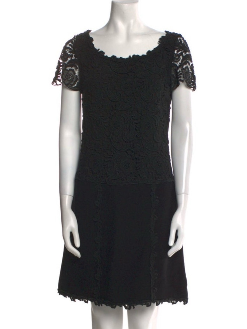 Prada Black Lace Short Sleeve shift Dress IT 42